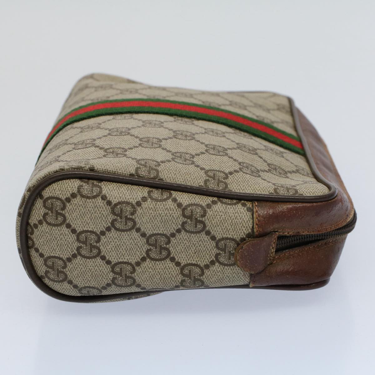 Luxury Gucci GG Canvas Web Sherry Line Clutch Bag Beige Red Green 84 01 012  54726
