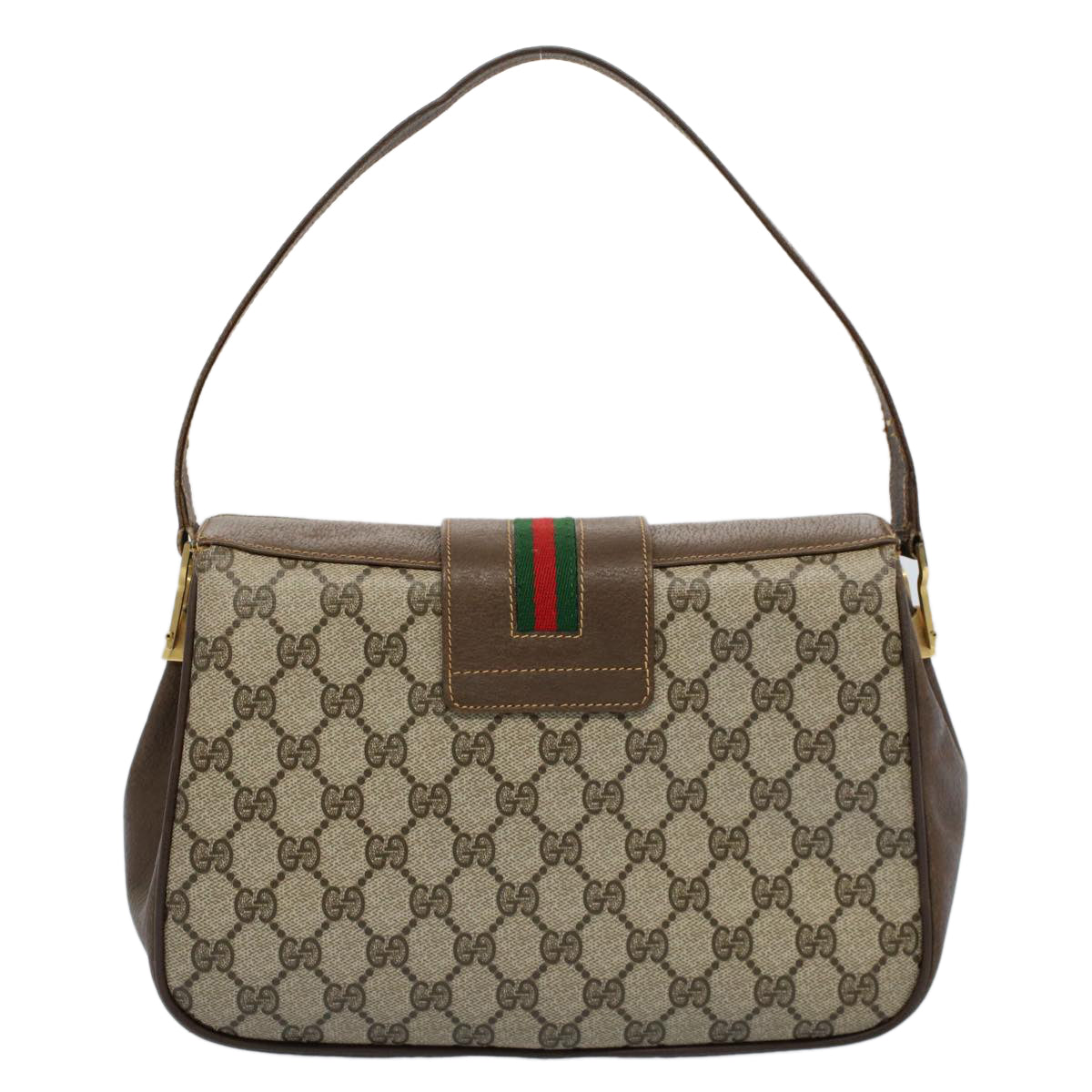 Luxury Gucci GG Canvas Web Sherry Line Shoulder Bag Beige Red 116 02 076  54737