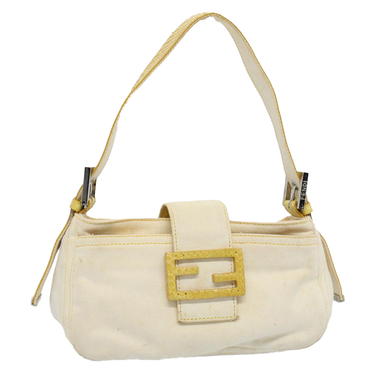 Luxury FendiMamma Baguette Shoulder Bag Canvas Beige Yellow54739