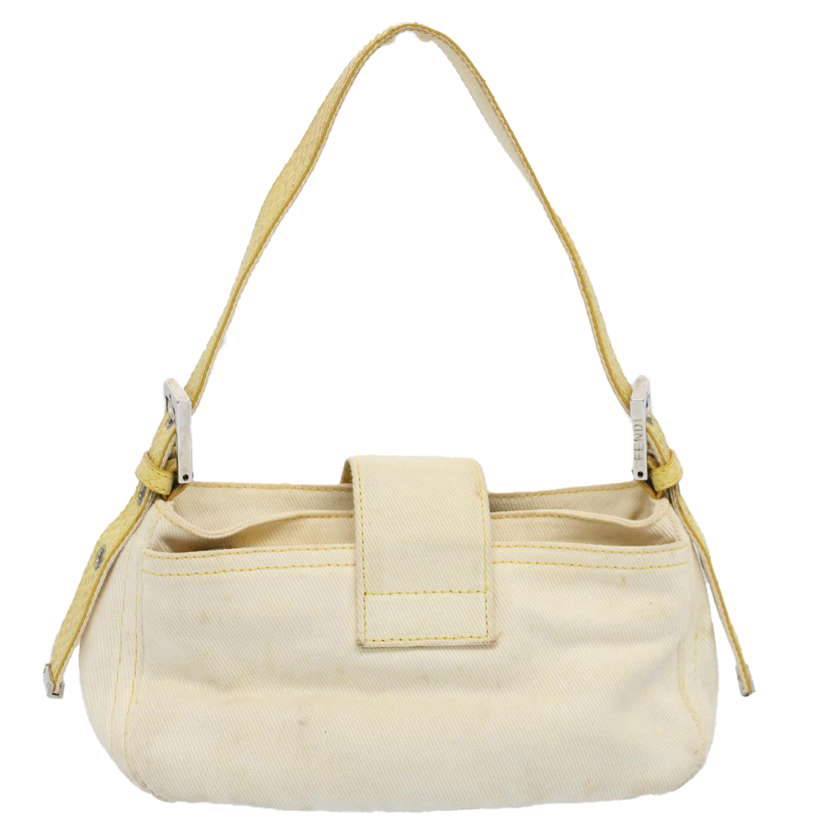 Luxury FendiMamma Baguette Shoulder Bag Canvas Beige Yellow54739