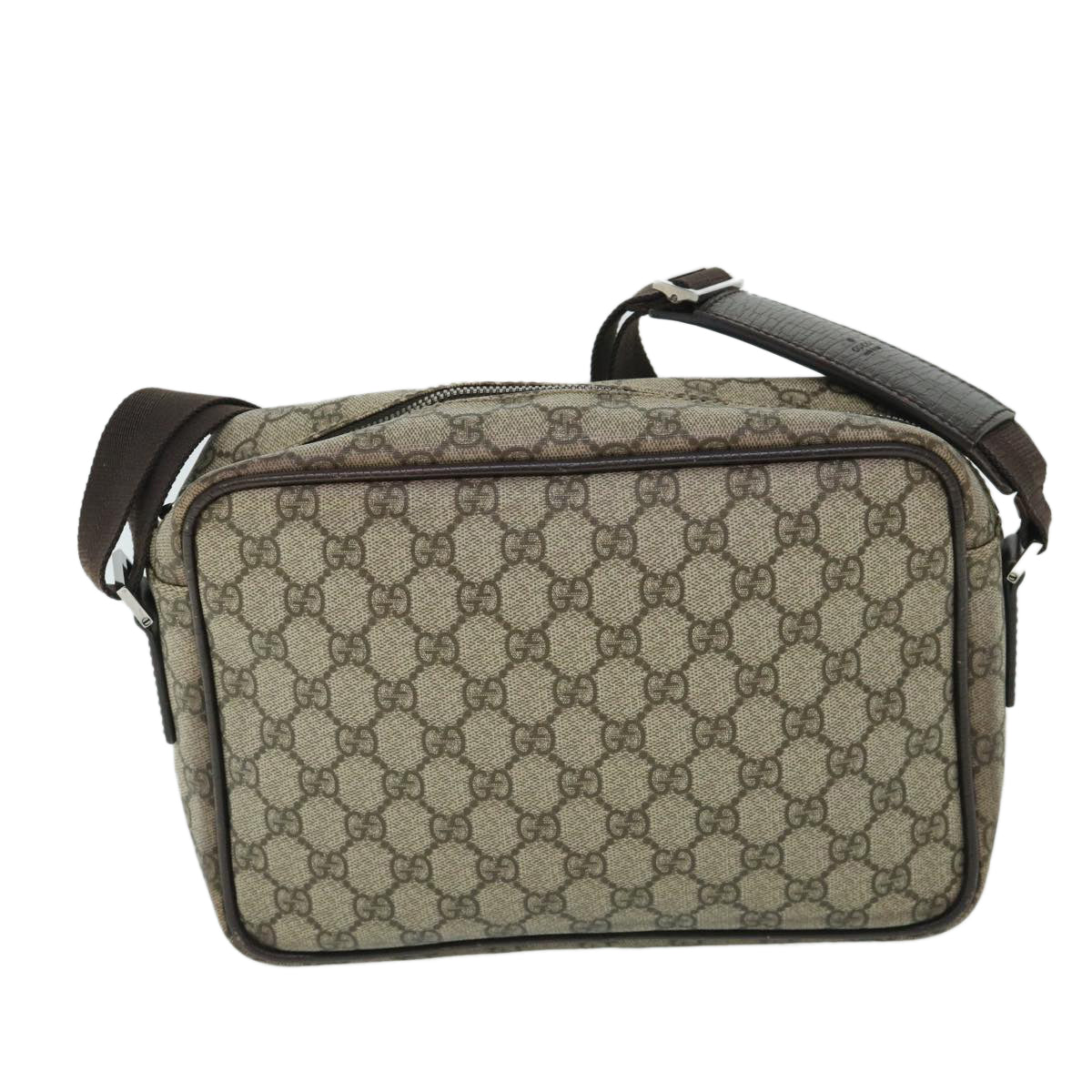 Luxury Gucci GG Canvas Shoulder Bag PVC Leather Beige 114531  54753