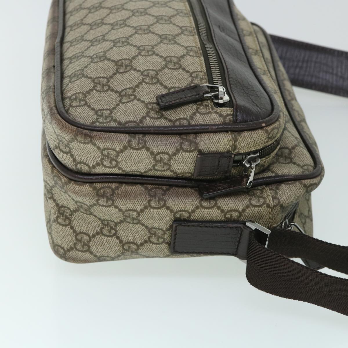 Luxury Gucci GG Canvas Shoulder Bag PVC Leather Beige 114531  54753