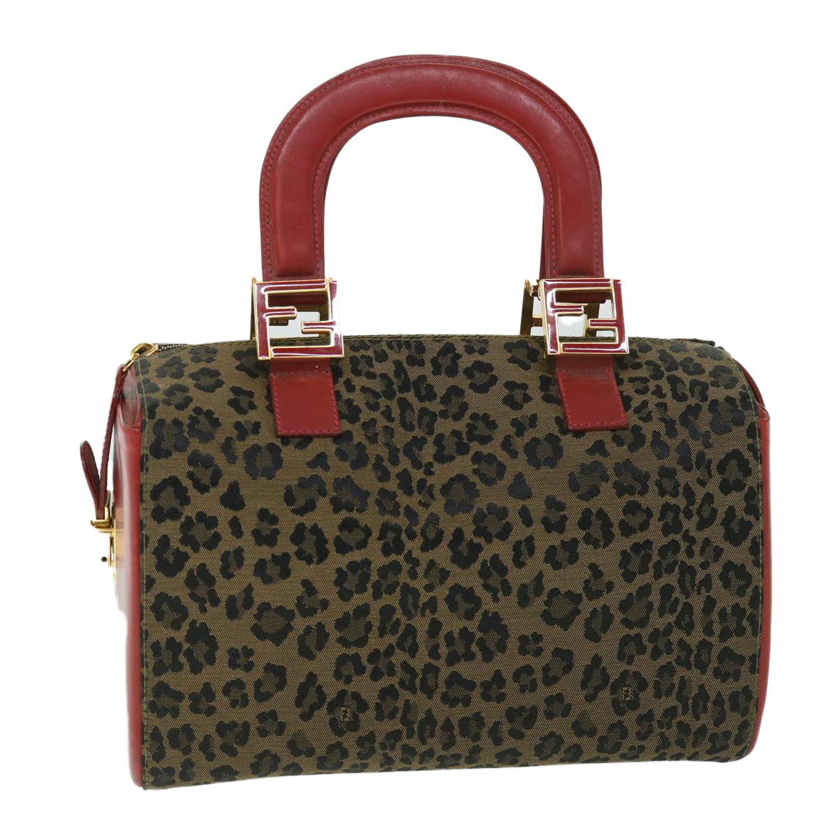 Luxury FendiLeopard Boston Bag Canvas Brown54817