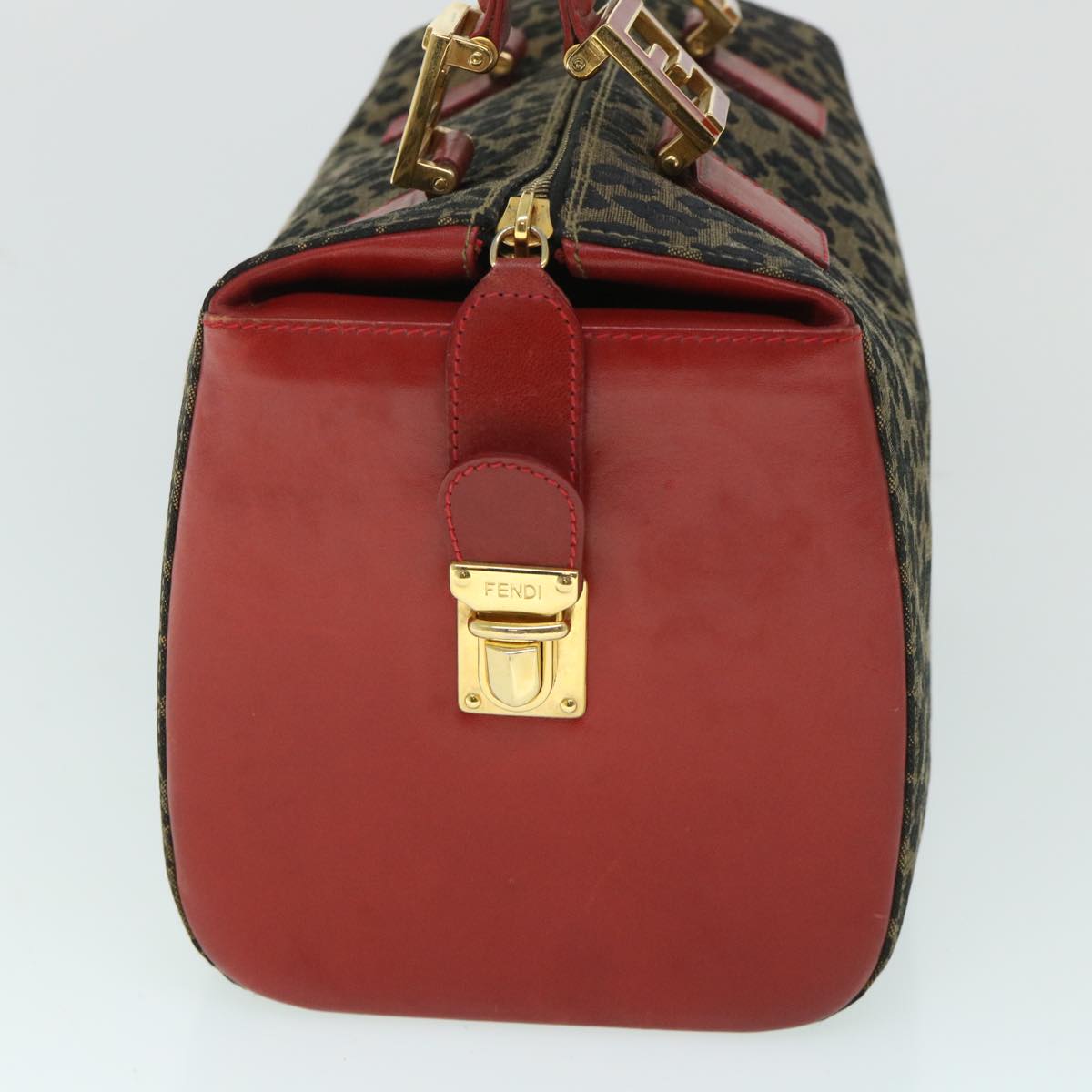 Luxury FendiLeopard Boston Bag Canvas Brown54817