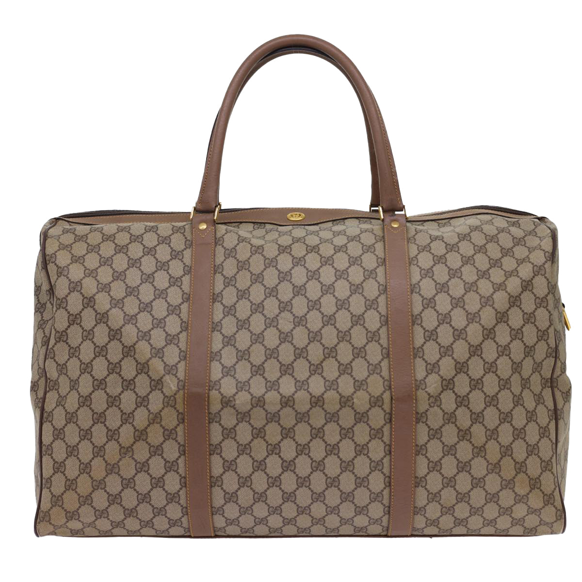 Luxury Gucci GG Canvas Boston Bag PVC Leather Beige 012.123.6081.55  54849
