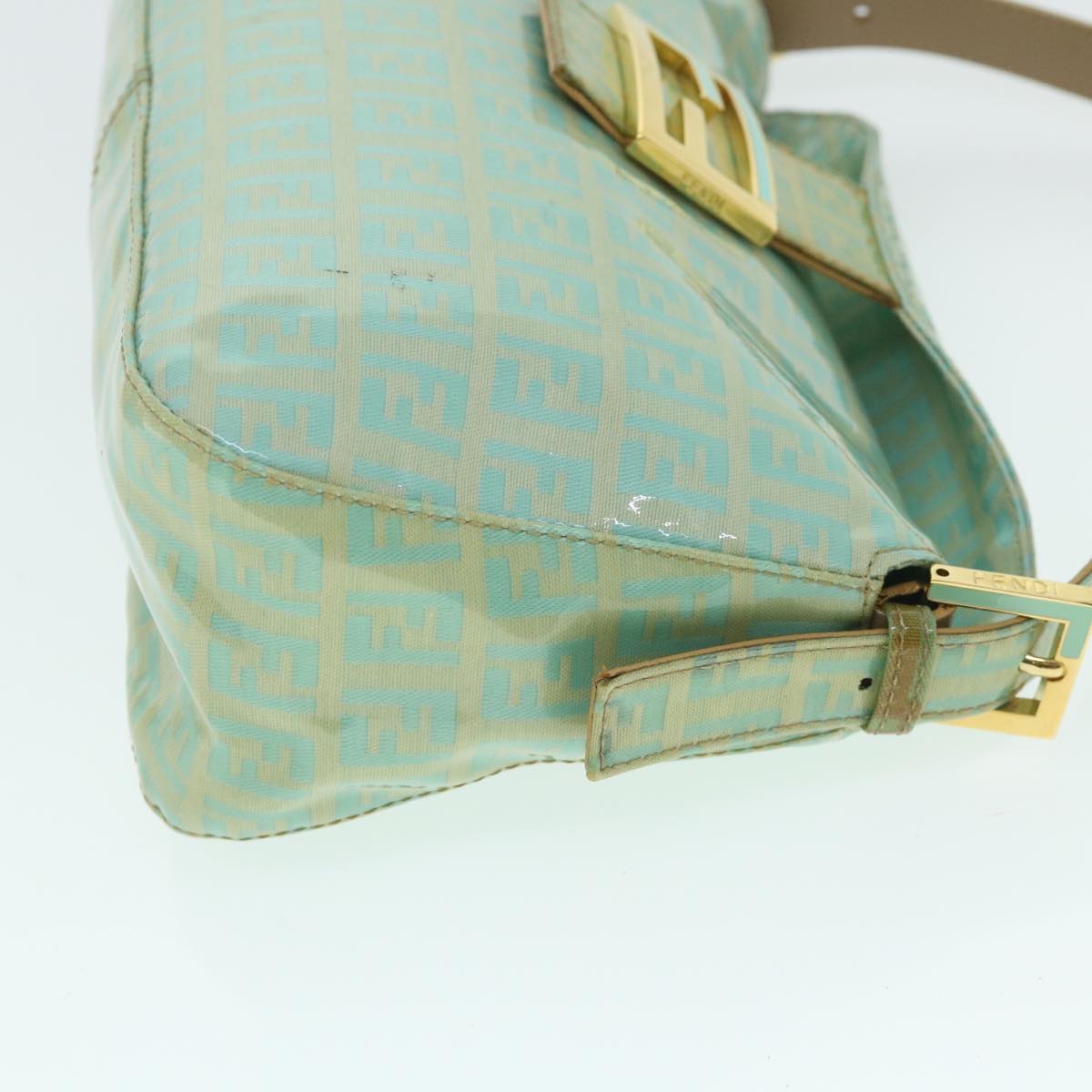Luxury FendiZucchino Canvas Mamma Baguette Shoulder Bag Coated Canvas Blue54889