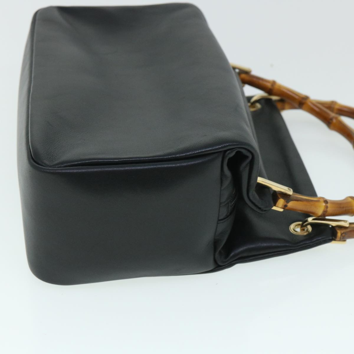 Luxury Gucci Bamboo Hand Bag Leather Black  54902