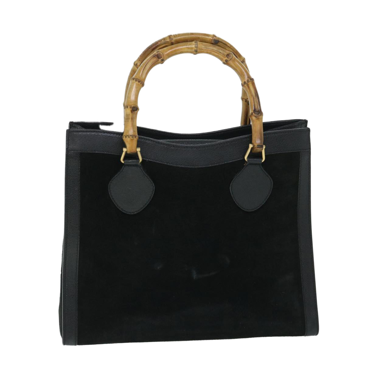 Luxury Gucci Bamboo Hand Bag Suede Leather Black 002 2865 0260  54914