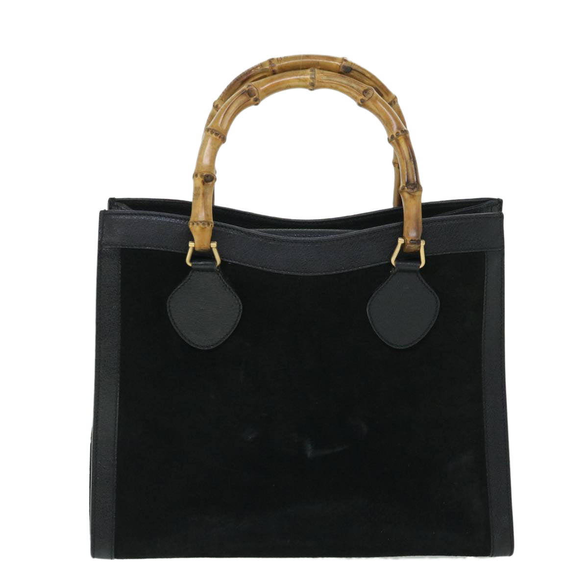 Luxury Gucci Bamboo Hand Bag Suede Leather Black 002 2865 0260  54914
