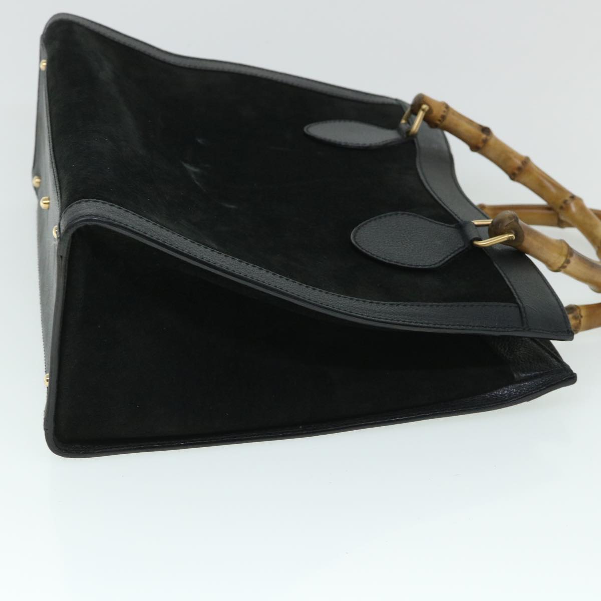 Luxury Gucci Bamboo Hand Bag Suede Leather Black 002 2865 0260  54914