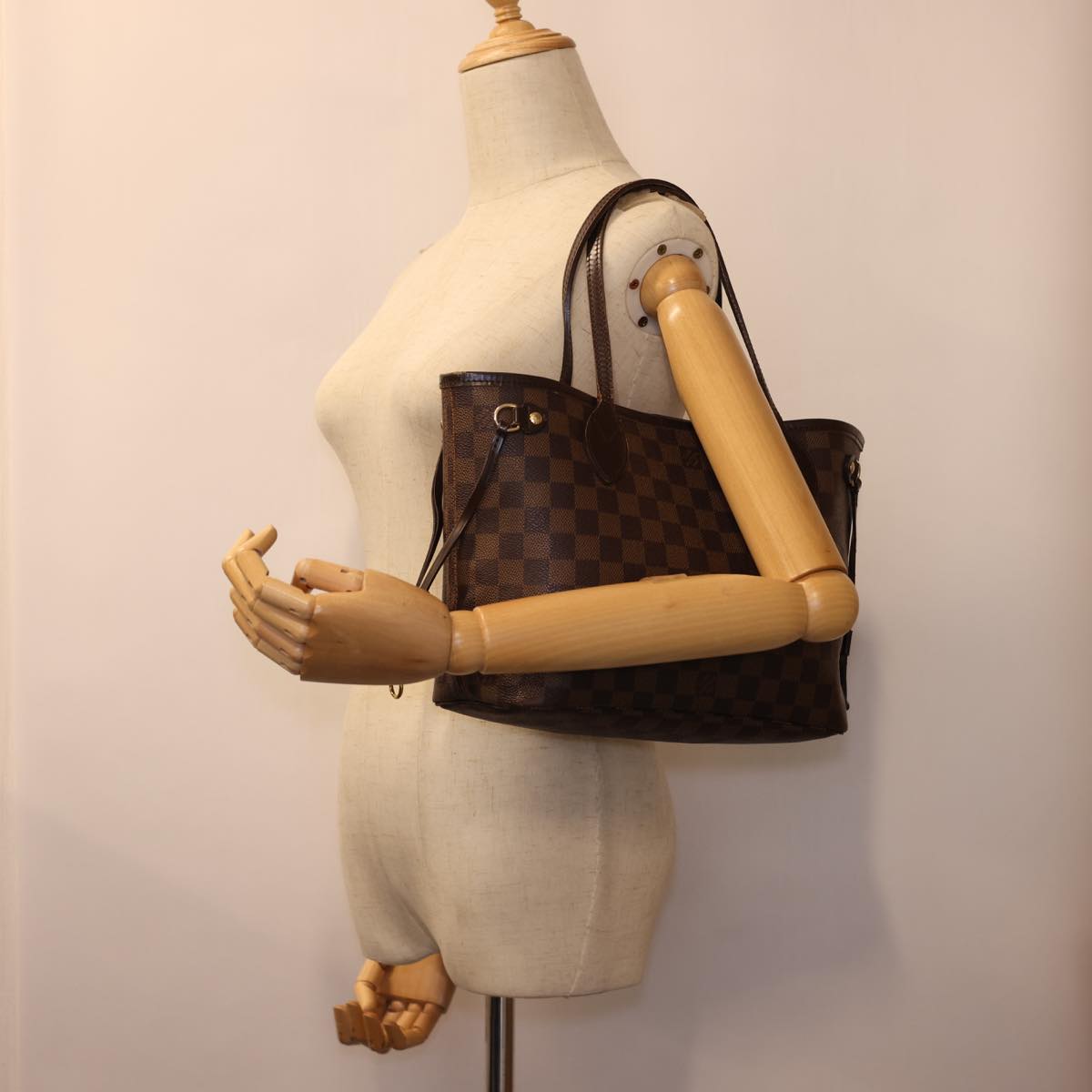 LOUIS VUITTON Damier Ebene Neverfull PM Tote Bag N51109 LV 54939