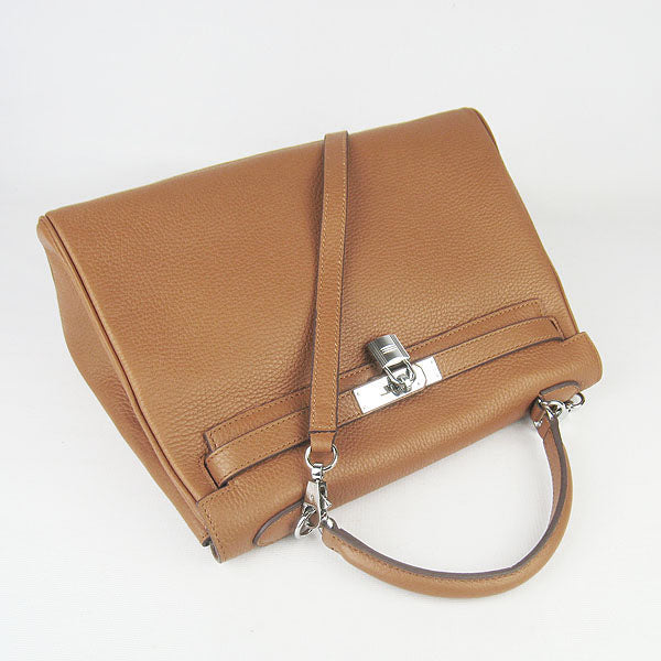 Luxury Hermes Kelly 32cm Togo Leather 6108 Light Coffee Silver
