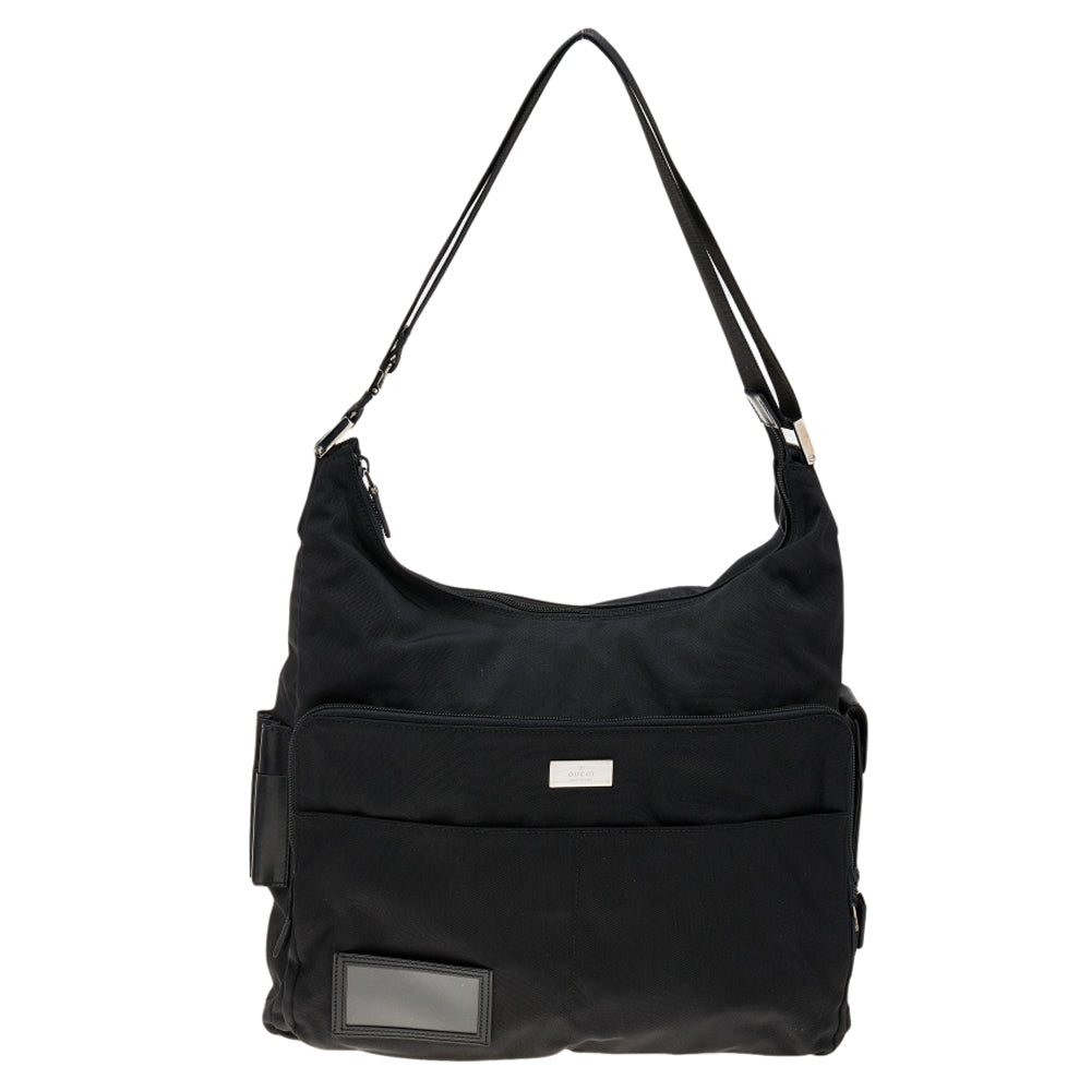 Luxury Gucci Trending 2025 Black Nylon and Leather Hobo