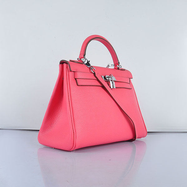 Luxury Hermes Kelly 32cm Togo Leather Handbag 6108 Lip Pink Silver