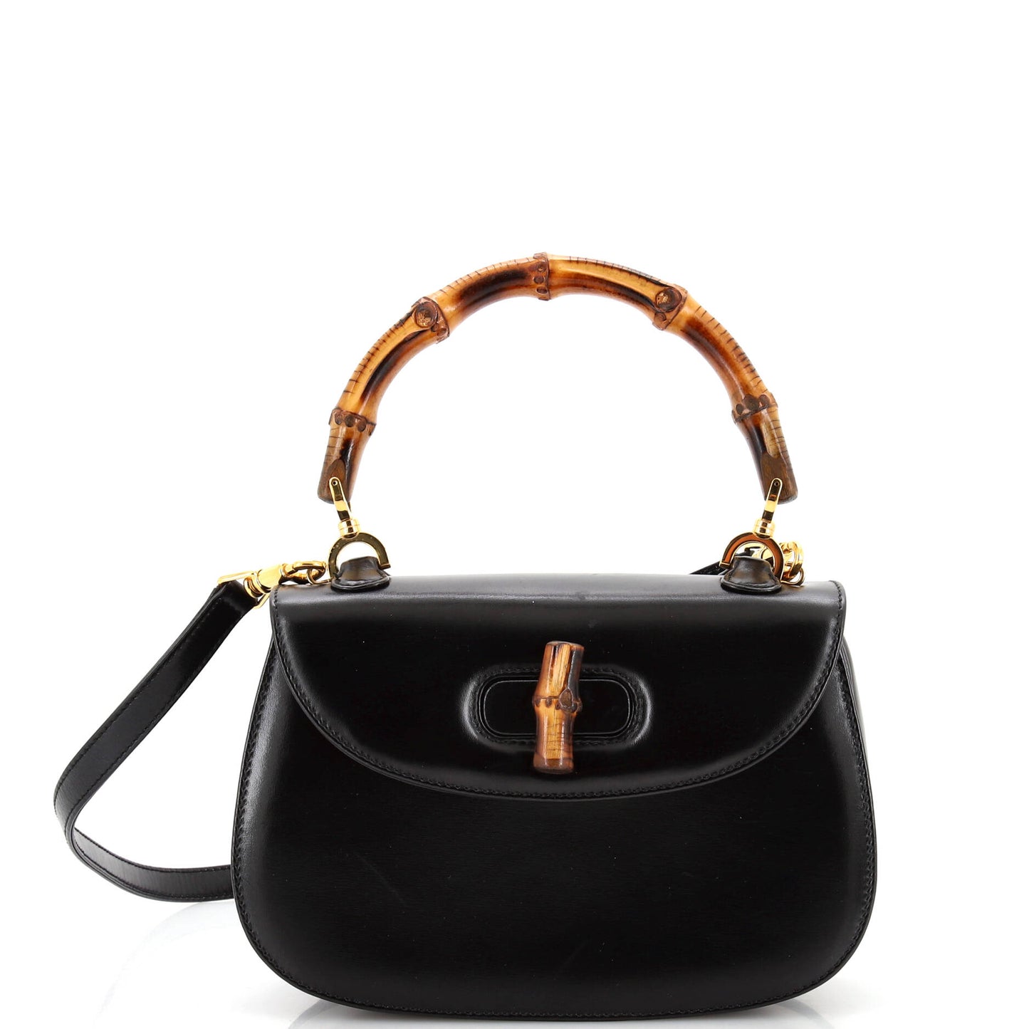 Luxury Gucci Trending 2025 Vintage Convertible Bamboo Top Handle Bag Leather Small