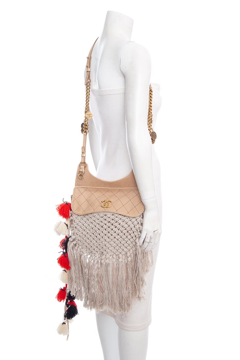 Luxury Chanel Tan Dubai Resort Crochet Cross-Body