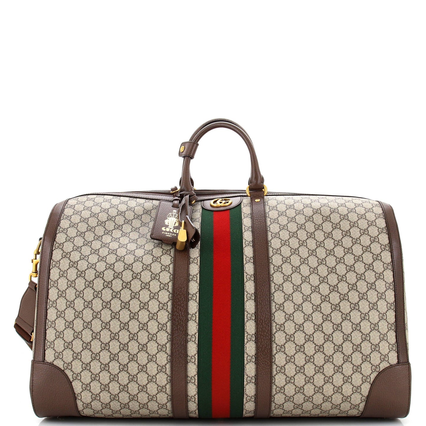 Luxury Gucci Trending 2025 Savoy Web Convertible Duffle Bag GG Coated Canvas Maxi