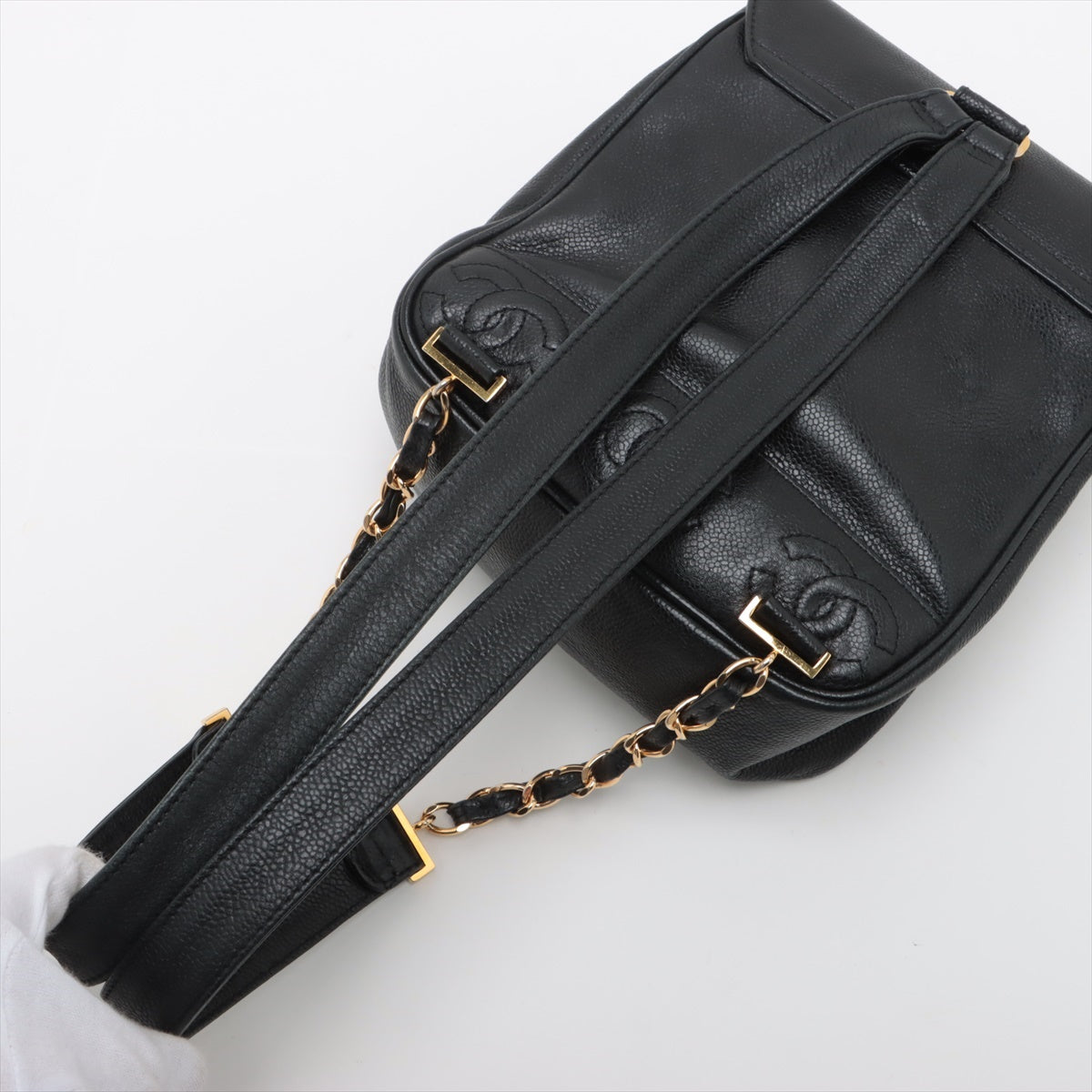 Chanel Triple Coco Cabia S Chain Rucks Black G  4th