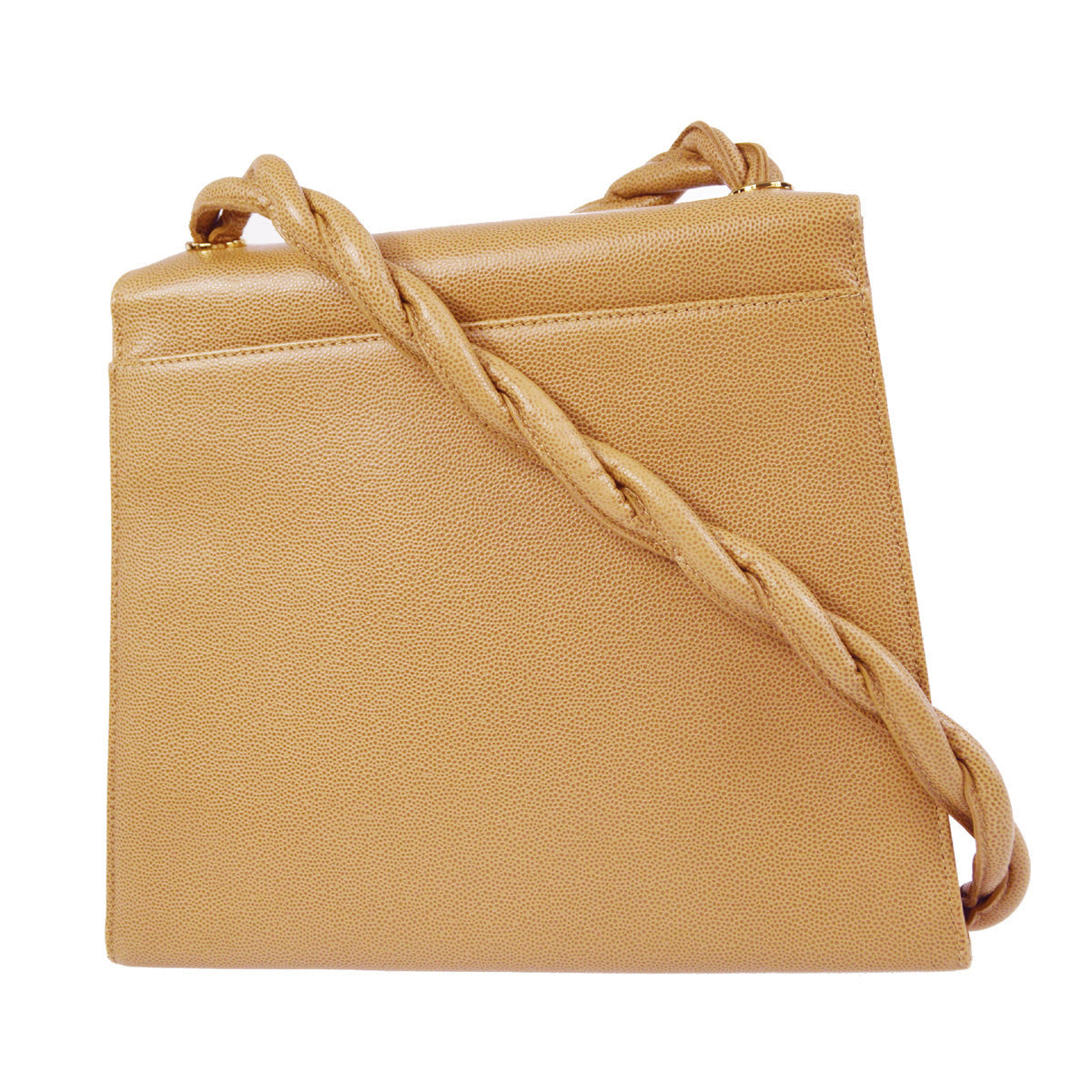 Luxury Chanel 1997-1999 Straight Flap Shoulder Bag Beige Caviar