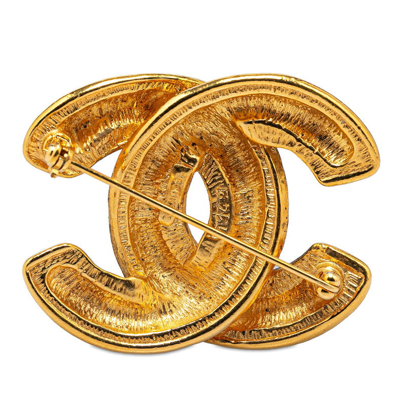 Chanel Vintage Matelasse Coco Mark Brooch Gold Plated
