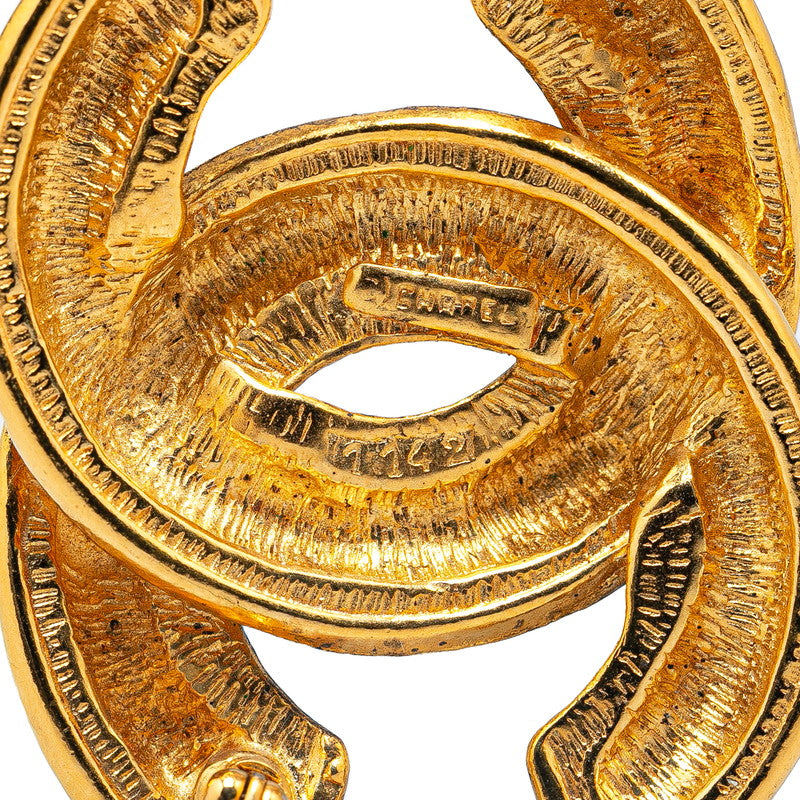 Chanel Vintage Matelasse Coco Mark Brooch Gold Plated