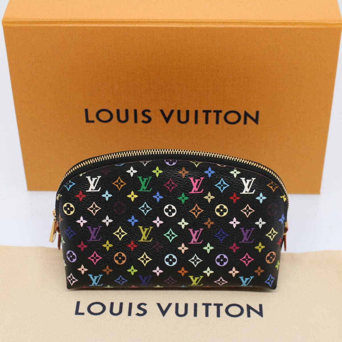 LOUIS VUITTON Monogram Multicolor Pochette Cosmetic Black M47355 LV 55047A