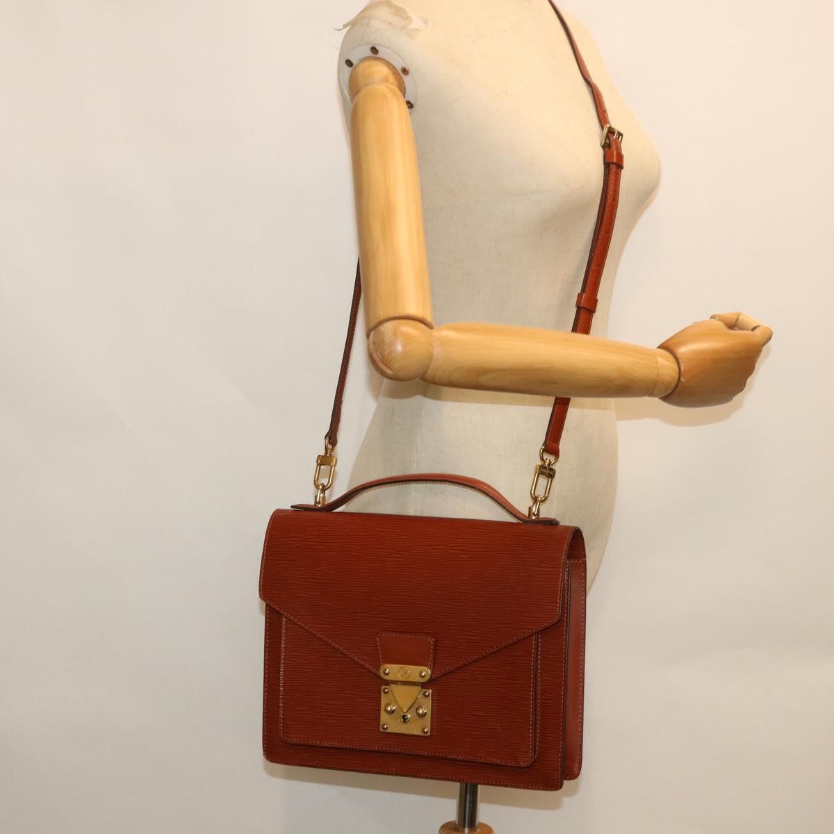 LOUIS VUITTON Epi Monceau Hand Bag Brown M52123 LV 55049