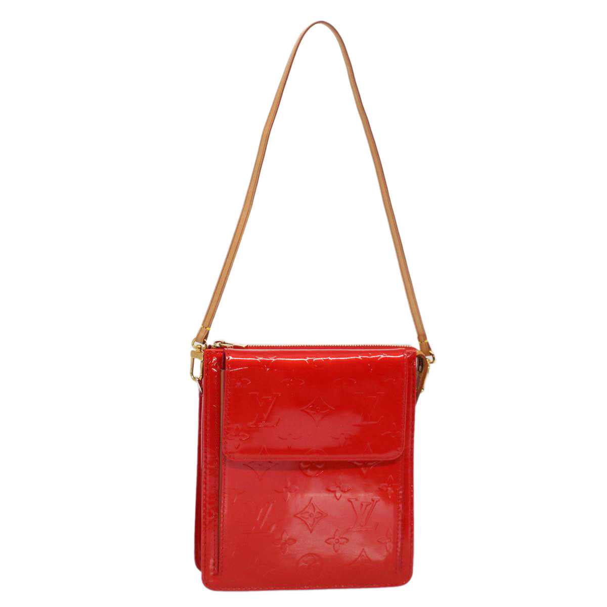 LOUIS VUITTON Monogram Vernis Motto Accessory Pouch Red M91137 LV 55050