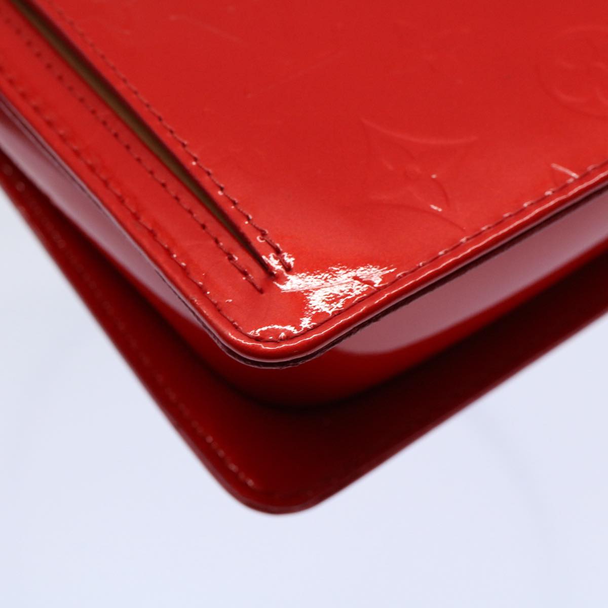 LOUIS VUITTON Monogram Vernis Motto Accessory Pouch Red M91137 LV 55050