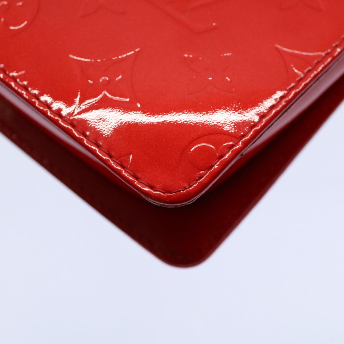LOUIS VUITTON Monogram Vernis Motto Accessory Pouch Red M91137 LV 55050