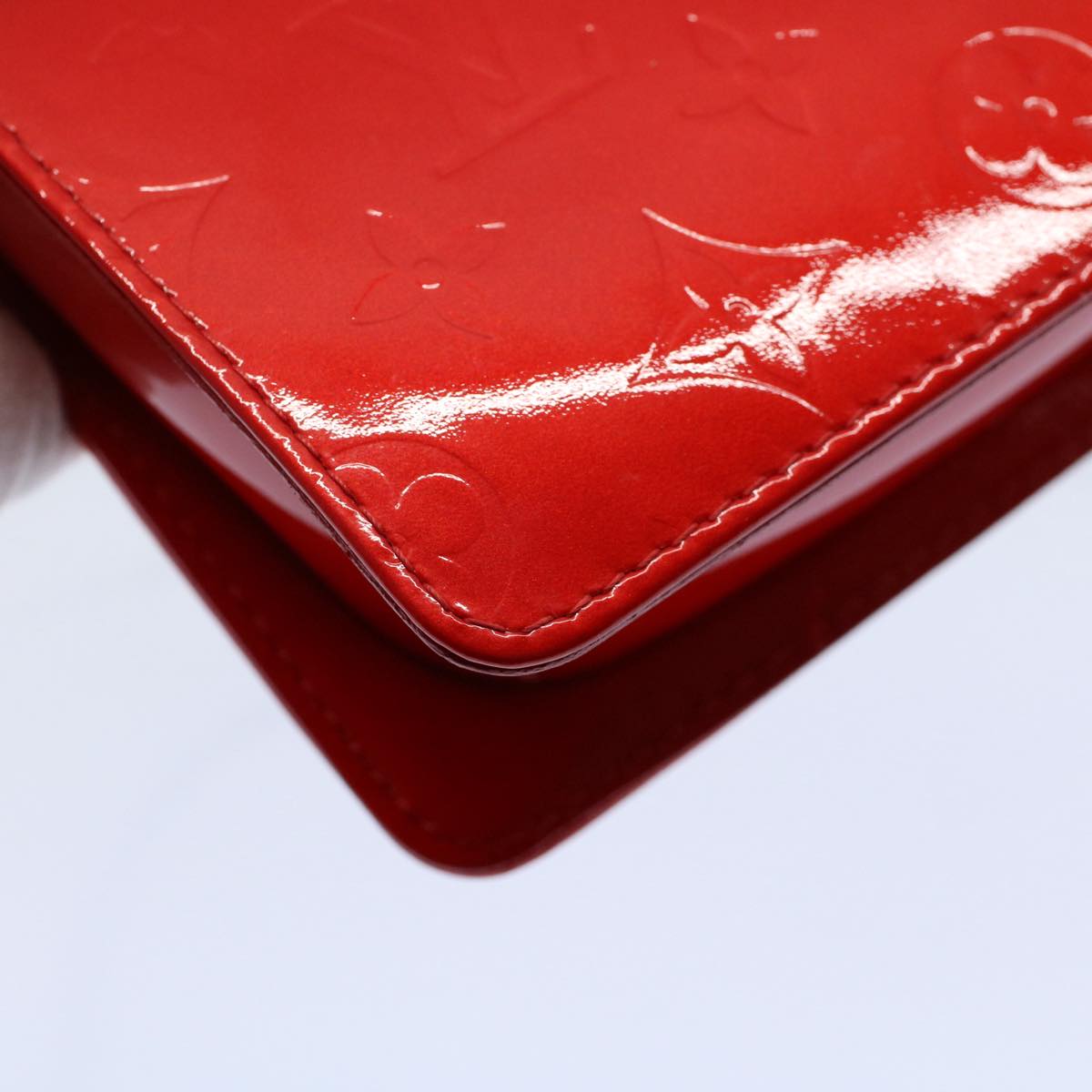 LOUIS VUITTON Monogram Vernis Motto Accessory Pouch Red M91137 LV 55050