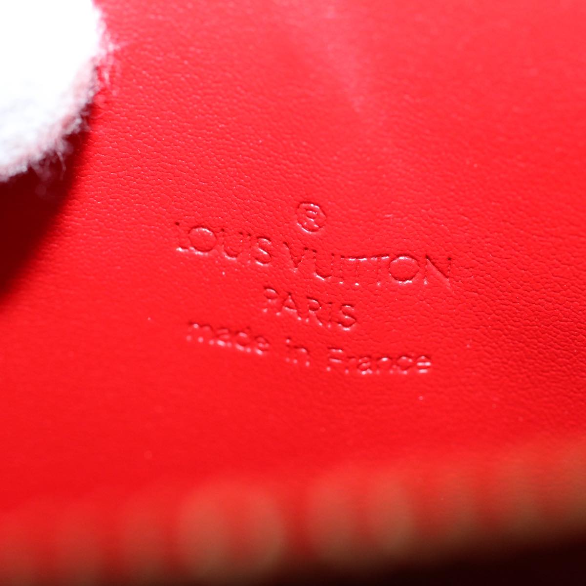 LOUIS VUITTON Monogram Vernis Motto Accessory Pouch Red M91137 LV 55050