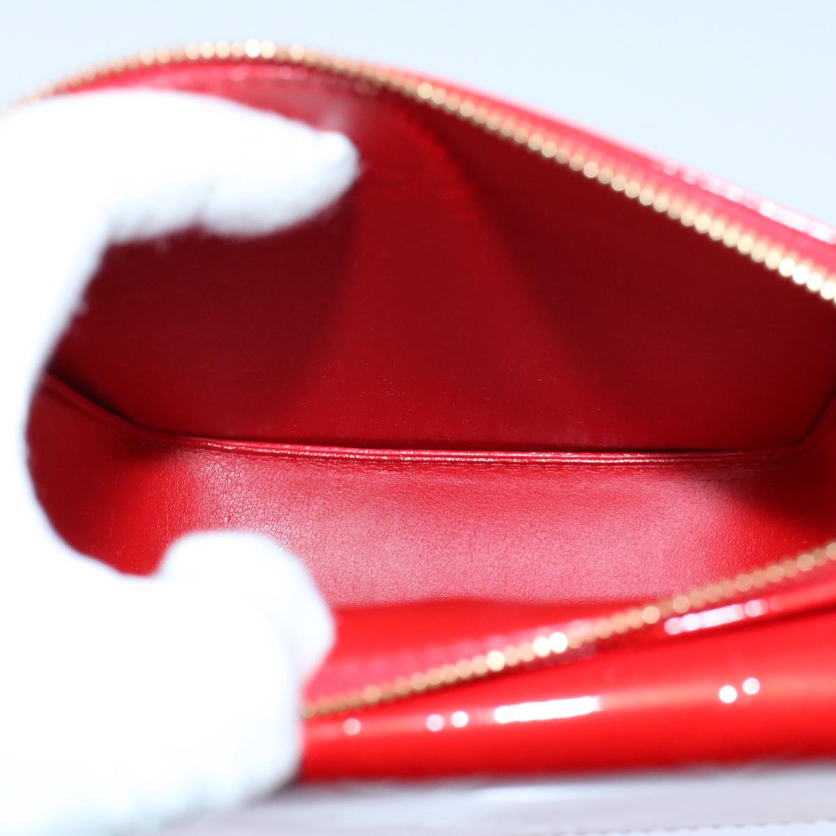 LOUIS VUITTON Monogram Vernis Motto Accessory Pouch Red M91137 LV 55050