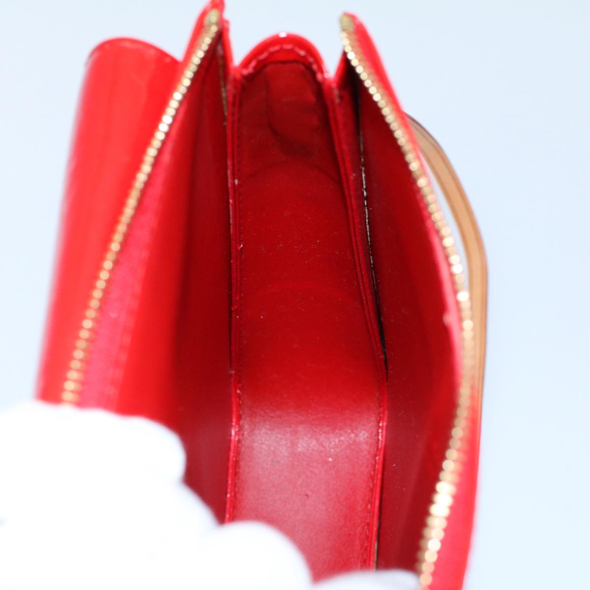 LOUIS VUITTON Monogram Vernis Motto Accessory Pouch Red M91137 LV 55050