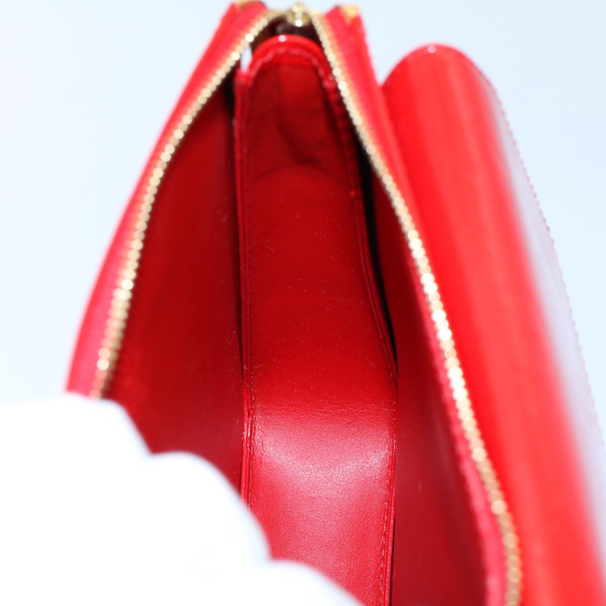 LOUIS VUITTON Monogram Vernis Motto Accessory Pouch Red M91137 LV 55050