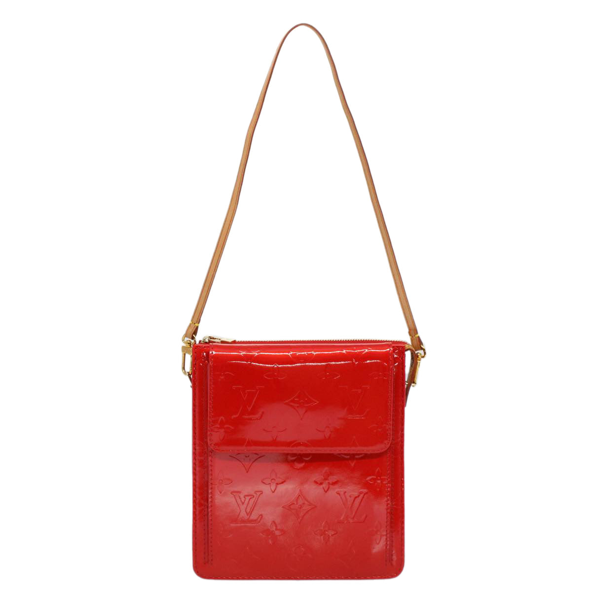 LOUIS VUITTON Monogram Vernis Motto Accessory Pouch Red M91137 LV 55050