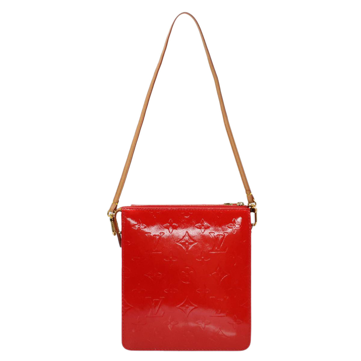 LOUIS VUITTON Monogram Vernis Motto Accessory Pouch Red M91137 LV 55050