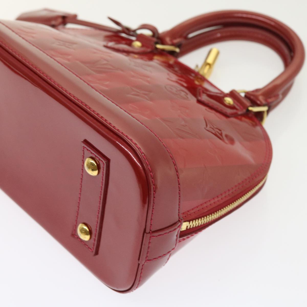 LOUIS VUITTON Vernis Rayure Alma BB Bag 2way Pomme D'amour M91593 LV 55057