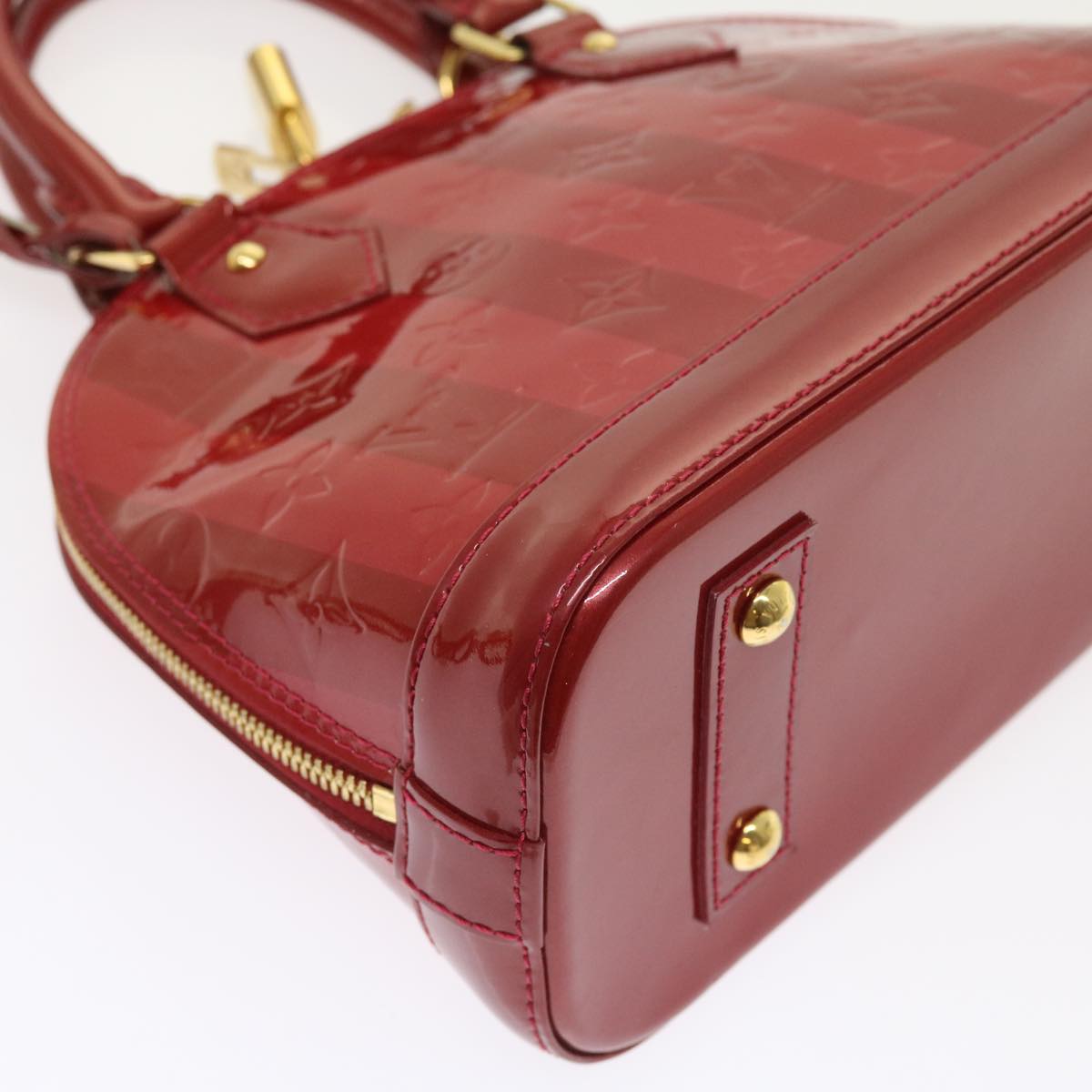 LOUIS VUITTON Vernis Rayure Alma BB Bag 2way Pomme D'amour M91593 LV 55057