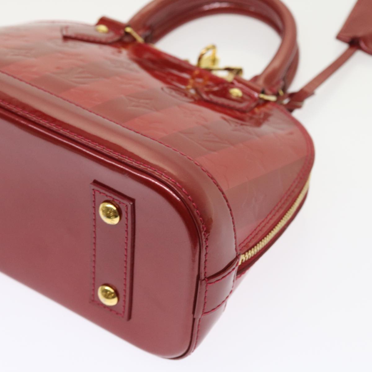 LOUIS VUITTON Vernis Rayure Alma BB Bag 2way Pomme D'amour M91593 LV 55057