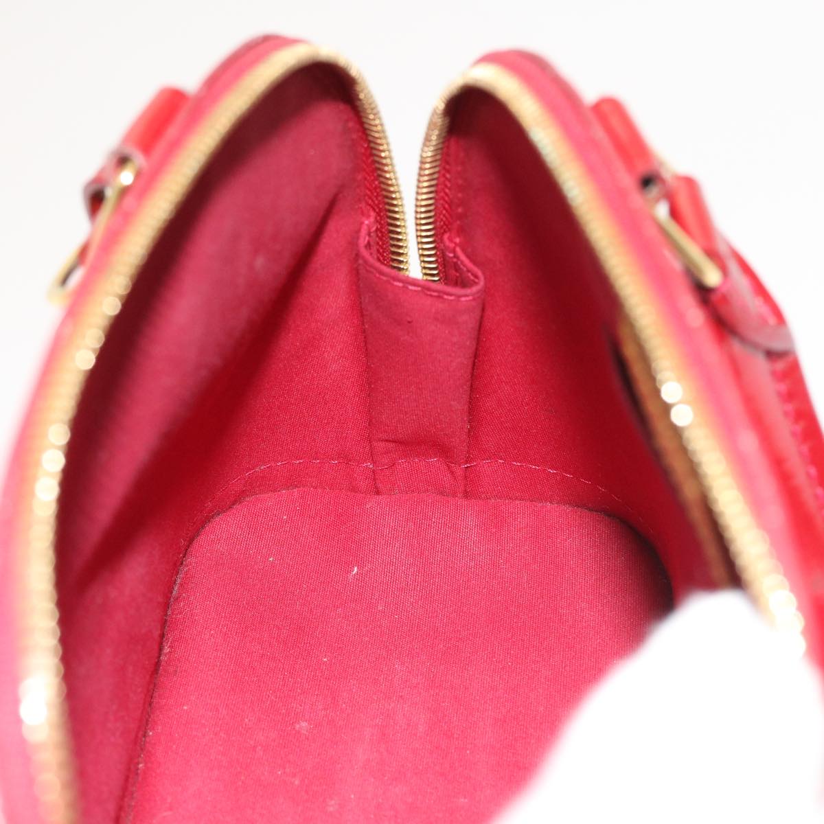 LOUIS VUITTON Vernis Rayure Alma BB Bag 2way Pomme D'amour M91593 LV 55057