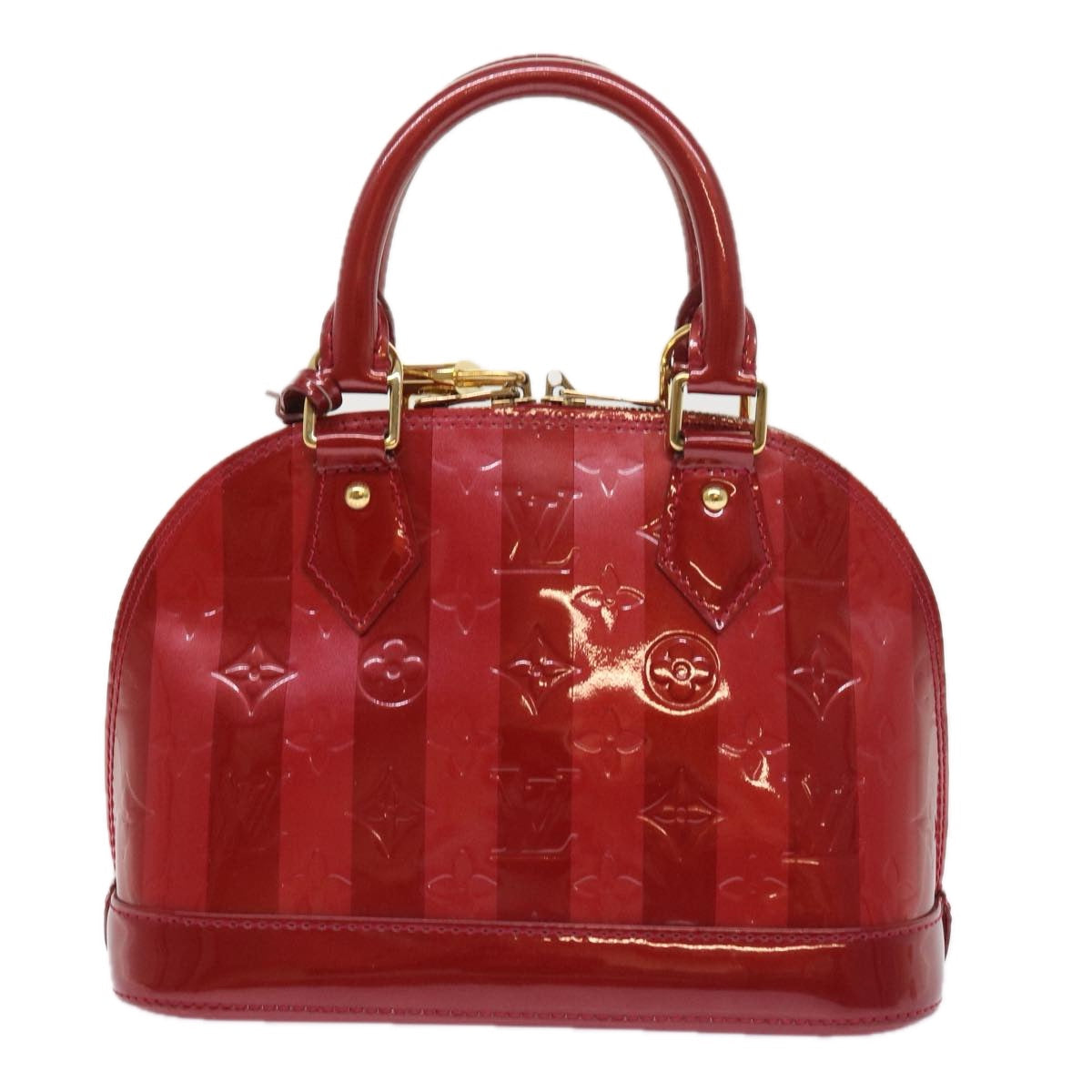 LOUIS VUITTON Vernis Rayure Alma BB Bag 2way Pomme D'amour M91593 LV 55057