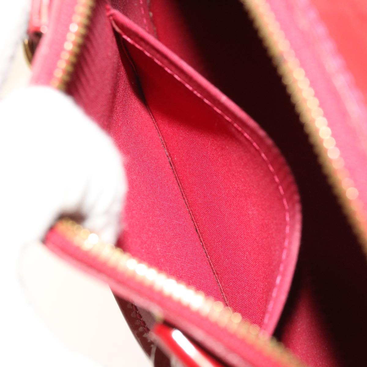 LOUIS VUITTON Vernis Rayure Alma BB Bag 2way Pomme D'amour M91593 LV 55057