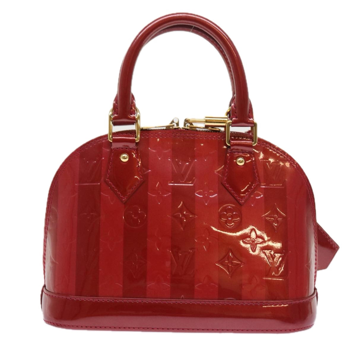 LOUIS VUITTON Vernis Rayure Alma BB Bag 2way Pomme D'amour M91593 LV 55057