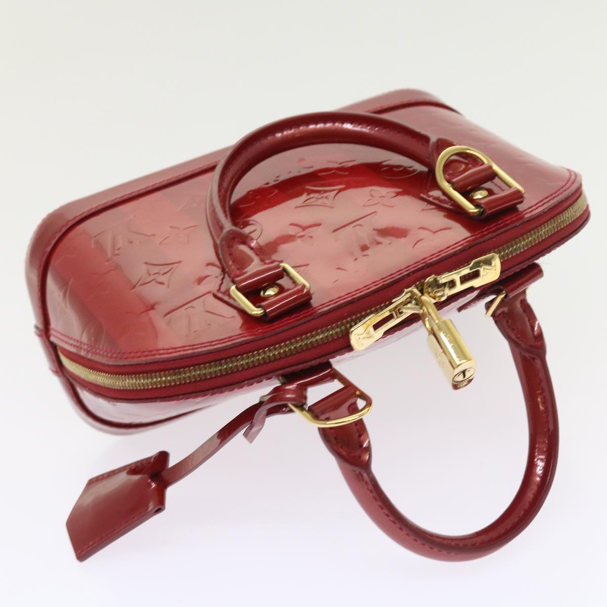 LOUIS VUITTON Vernis Rayure Alma BB Bag 2way Pomme D'amour M91593 LV 55057