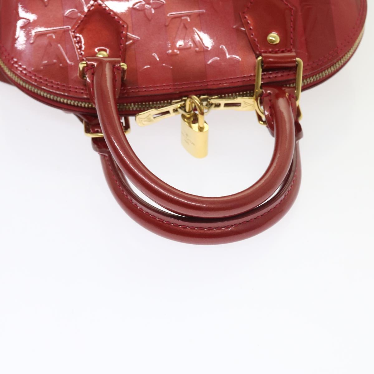 LOUIS VUITTON Vernis Rayure Alma BB Bag 2way Pomme D'amour M91593 LV 55057