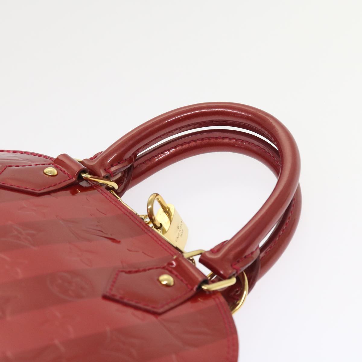 LOUIS VUITTON Vernis Rayure Alma BB Bag 2way Pomme D'amour M91593 LV 55057