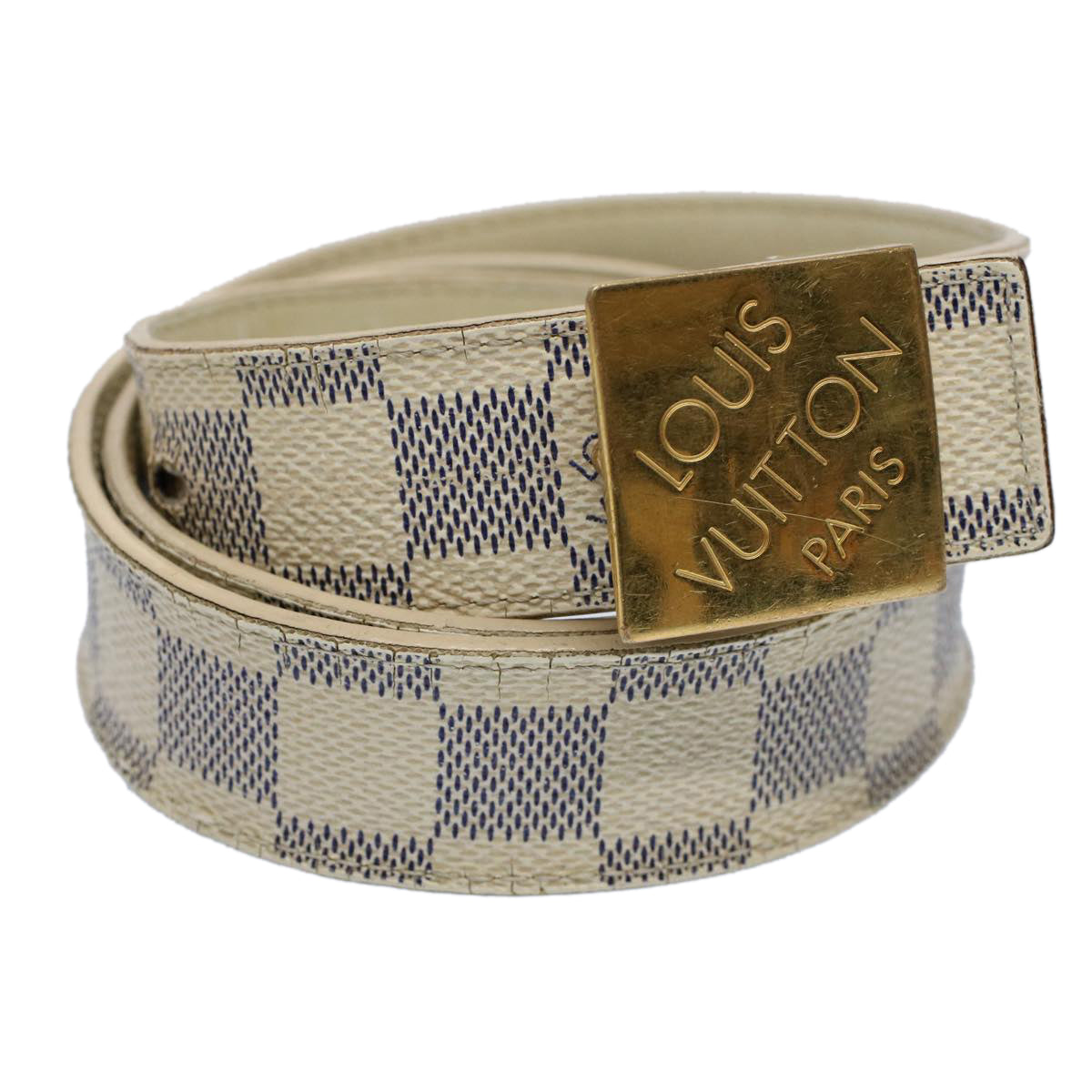 LOUIS VUITTON Damier Azur Ceinture Carre Belt 29.5""-33.5"" M9678 LV 55072