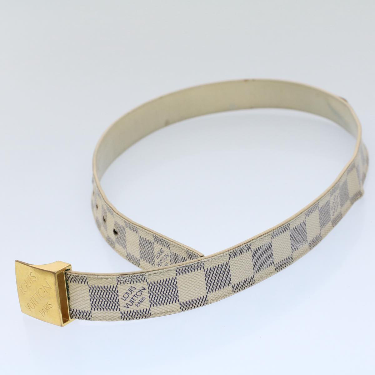 LOUIS VUITTON Damier Azur Ceinture Carre Belt 29.5""-33.5"" M9678 LV 55072