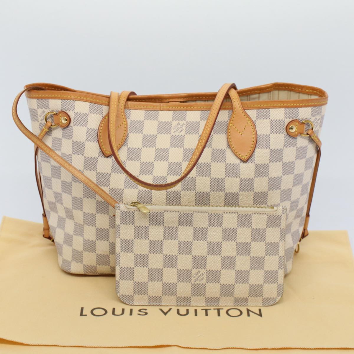 LOUIS VUITTON Damier Azur Neverfull PM Tote Bag N41362 LV 55104